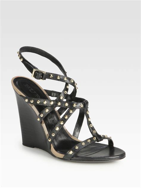 burberry sandals black|Burberry black wedge sandals.